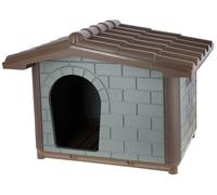 Kerbl Pet Cuccia per Cani Levin Eco, Robusta Cuccia in plastica, Ecologica, in Materiale Riciclato, Resistente agli Agenti atmosferici, Grigio-Verde, Marrone, 99 x 70 x 75 cm
