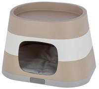 Kerbl Pet Cuccia per gatti Bianca, Casa per gatti con cuscino, lettino per gatti, Polipropilene, taupe/bianco/grigio, 58 x 38 x 35 cm, moderna, robusto, pratico, Sistema a innesto, piedini antiscivolo