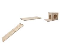 Kerbl Pet Parkour Sidewalk per piccoli animali, 3 pezzi, 100 % legno massello, parete da arrampicata, espandibile in modo flessibile, montaggio a parete, per conigli, gatti