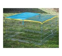 Kerbl Pet Recinzione a Ruota Libera con barriera e Porte, Protezione Solare, Rete Metallica zincata, per Conigli/porcellini d'India/Conigli, 115 x 115 x 65 cm