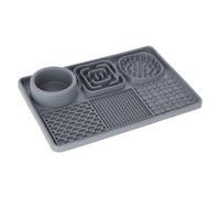 Kerbl Pet Tappetino da leccare XL, per Cani e Gatti, Superfici Diverse, Ciotola Integrata, Antiscivolo, in Silicone, Grigio, 30 x 20 cm