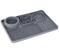 Kerbl Pet Tappetino da leccare XL, per Cani e Gatti, Superfici Diverse, Ciotola Integrata, Antiscivolo, in Silicone, Grigio, 30 x 20 cm