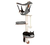 Kerbl Pet Tiragraffi da parete Dolomit 2.0 Tofana, grigio, 160cm, legno, sisal, gatti, cuscino rimovibile e imbottito