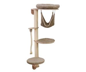 Kerbl Pet Tiragraffi per gatti Dolomit Grappa, Postazione per gatti, per montaggio a parete, taupe, 80x66x158cm, Colonne in sisal, Gatti, si monta in poco spazio