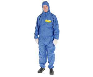 Kerbl Tuta di protezione chimica CoverBase con cappuccio a 3 pezzi L blu