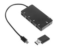 KERDEJAR Cavo Adattatore di Ricarica per hub a 4 Porte Micro USB OTG Tablet Smartphone Nero