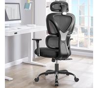 KERDOM Sedia da Ufficio Ergonomica, Poltrona Ufficio con Braccioli Pieghevoli e Poggiatesta Oscillante, Poltrona Girevole con Supporto Lombare, Schienale Alto in Rete Poltrona Girevole