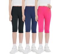 KEREDA Leggings Capri a 3/4 da Bambina, in Cotone, 3 Paia