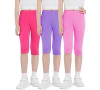 KEREDA Leggings Capri a 3/4 da Bambina, in Cotone, 3 Paia