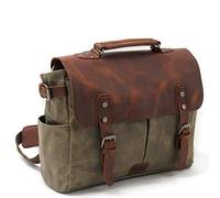 KEREITH mens portatile borsa ufficio valigetta impermeabile tela cuoio college borsa corrispondono a 15.6inch, verde militare