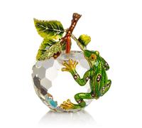 Keren Kopal Green Frog on Crystal Apple Trinket box decorato e cristalli aust...