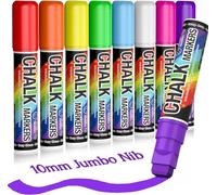 KERIFI Pennarelli a Gesso Liquido Cancellabili, Punta Jumbo 15MM, 8 Colori Brillanti per Lavagna, Finestre, Vetro, Specchi, Decorazioni Fai-da-te, Insegne, Superfici Non Porose