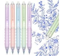 KERIFI Penne Cancellabili 5 Pezzi - Punta Fine 0,5 mm, Inchiostro Termico Ricaricabile, Design a Rotazione con Impugnatura Antistress - per Scuola Diario Ufficio Appunti