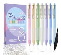 KERIFI Penne gel, set di 8 penne gel retraibili, penna a sfera da 0,7 mm, inchiostro nero, scrittura liscia, penne estetiche per la scuola, l'ufficio, l'agenda, le note