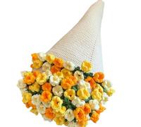 KERLYING DIY Crochet Flowers Rose Bouquet Blanket Handmade, Romantic Knitted Rose Floral Bed Throw Blankets Gifts for Mother's Day Birthday Home Decor (C)