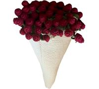 KERLYING DIY Crochet Flowers Rose Bouquet Blanket Handmade, Romantic Knitted Rose Floral Bed Throw Blankets Gifts for Mother's Day Birthday Home Decor (A)