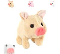 KERLYING Electric Pig Plush Realistic Toy, 2026 New Interactive Crawling Piglet, Lifelike Animated Walking Pig Plush Toy, with Sound and Motion Kids, Boys and Girls, Birthday Christmas (Brown)