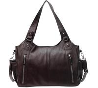 KERLYING PU Leather Shoulder Handbag Large Work Totes Multi-Pocket Concealed Carry Hobo Crossbody Bag for Work Travel Daily Use (coffee)