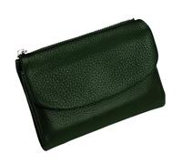 KERLYING Unisex Leather Wallet, 5.3In Short Genuine Leather Coin Card Holder, Unisex Clutch Bags with Credit Card Holder and Cash Slots (Dark Green)