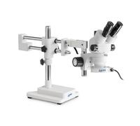 Kern Microscopio stereo zoom OZM 923, trino, 7-45x, HSWF 10x23 mm, Cavalletto a doppio braccio, 430x480 mm, con piano d'appoggio, Lampade ad anello LED 4,5 W