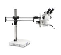 Kern Microscopio stereo zoom OZM 932, bino, 7-45x, HSWF 10x23 mm, Cavalletto a doppio braccio, 430x480 mm, con piano d'appoggio, Lampade ad anello LED 4,5 W