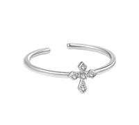 KERNES Anello Croce Minimalista, Anello Croce Regolabile con zirconi cubici, Anello Religioso Cristiano, Anello Minimalista Delicato per Donne e Ragazze