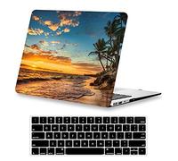 KEROM Compatibile con MacBook Air 13" Custodia 2022 2021 2020 2019 2018 Release M1 A2337 A2179 A1932, custodia protettiva in plastica rigida e copertura per tastiera, ha ritaglio logo, tema spiaggia