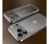 Kerquyu Per Iphone 17 Pro Max caso, Opaco Trasparente Electroplate Copertura Antiurto con Protezione Completa della Fotocamera Antiscivolo Smerigliato indietro (Per ipone 16Plus,Argento)