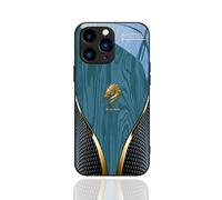 Kerquyu Personalized Wood Grain Dragon Compatible with Tempered Glass Case for iPhone 17/16/15 Plus Pro Max, Dragon Pattern Glass Silicone Shockproof Cover (For 16Plus,Blue)