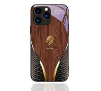 Kerquyu Personalized Wood Grain Dragon Compatible with Tempered Glass Case for iPhone 17/16/15 Plus Pro Max, Dragon Pattern Glass Silicone Shockproof Cover (For 17Promax,Brown)