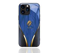 Kerquyu Personalized Wood Grain Dragon Compatible with Tempered Glass Case for iPhone 17/16/15 Plus Pro Max, Dragon Pattern Glass Silicone Shockproof Cover (For 17Promax,Deep blue)