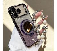 Kerquyu Sparkling Diamond Women's Phone Case with Mirror & Stand for iPhone 17 ProMax, Phone Case with Mirror and Stand for iPhone 17/16/15 Pro Max (For 16Plus,Purple)