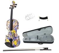 KERREY Professionale Violino Violino da Studente in Legno Massello A Grandezza Naturale 4/4 con Motivo Floreale per Principianti con Raccordi in Ebano (Color : 01)