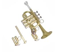 KERREY Strumento Tromba Tromba Piccola in SIB/La Strumenti Musicali Finiture Spazzolate Corpo in Ottone Giallo Ottone Acciaio Inossidabile Tromba Professionale(Gold)