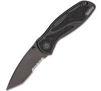 KERSHAW Ken Onion BLUR TANTO Coltello Pieghevole Assistito, Lama Combinata - BLK/BLK, DENTATA K-1670