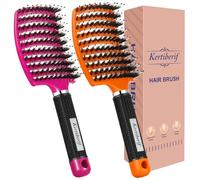 Kertiberif Spazzola per capelli con setole di cinghiale, spazzola districante curva ventilata per capelli bagnati e asciutti, spazzola per capelli per donne, uomini, bambini, ricci, lisci, spessi,