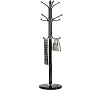 Kertnic Appendiabiti in metallo con base in marmo naturale, albero autoportante con 12 ganci per appendere sciarpe, borse, giacche, appendiabiti per cappelli da ingresso a casa (nero)