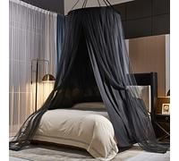 Kertnic Lussuoso baldacchino per letto per ragazze e adulti, grande ed elegante, doppio strato, tenda a baldacchino, rotonda, in pizzo, per baldacchino principessa, rete (nero)
