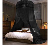 Kertnic Zanzariera a baldacchino per ragazze, tenda a baldacchino per letto a baldacchino, tenda a baldacchino per letto matrimoniale queen size e king size, per bambini e adulti, colore nero