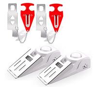 KERUI Allarme fermaporta aggiornato con serratura portatile, sirena da 120 dB, allarme a cuneo per viaggi, hotel, casa, appartamento, fermaporta con sensibilità a 3 livelli (confezione da 4)