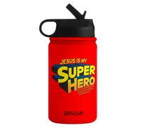 Kerusso Jesus Is My Super Hero 2 Timothy 1:9-10, Red 12 Ounce Stainless Steel Tr