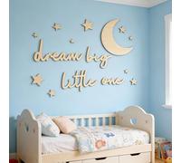 KERYBW 15 pezzi lettere in legno per decorazione da parete, Dream Big Little One, decorazione da parete, in legno boho per camera da letto, casa, soggiorno