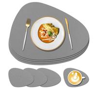 KERYCHIN Set di 4 tovagliette in silicone + 4 sottobicchieri, resistenti al calore fino a 232 °C, antiscivolo e lavabili, facili da pulire, tovagliette lavabili per cucina, casa, ristorante, tavolo da