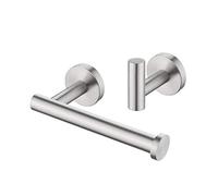KES Accessori Bagno Set Accessori da Bagno 2 Pezzi Set Porta Carta Igienica e Ganci Appendiabiti Acciaio Inossidabile SUS304 Acciaio Spazzolato, LA202DG-21