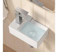KES Lavabo da Appoggio Ceramica Bianco Forma Rettangolare Moderna Lavandino da Appoggio, BWS100L