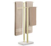 KES Oro Porta Asciugamani Bagno da Terra a 2 Bracci con Base in Marmo Pavimento Acciaio Inossidabile 18/8 Oro Spazzolato, BTH217-BZ