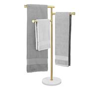 KES Oro Porta Asciugamani da Terra Appendi asciugamani Girevoli Bagno Acciaio Inossidabile 18/8 Piantana Porta Asciugamano Marmo Oro Spazzolato, BTH219-BZ