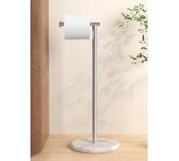 KES Porta Carta Igienica da Terra con Base in Marmo Bianco Portarotolo Carta Igienica da Terra Porta Rotolo Piantana Portarotolo Acciaio Inox SUS304 Spazzolato, BPH284S1-2