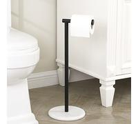 KES Porta Rotolo Carta Igienica da Terra Acciaio Inossidabile SUS304 Porta Carta Igienica da Terra Autoportante in Marmo Naturale Nero Opaco, BPH284S1-BK