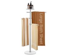 KES Portasciugamani de Terra 3 Barre Regolabile Porta Asciugamani Acciaio Inossidabile 18/8 Piantana Porta Asciugamano Bagno con Ripiano Marmo Spazzolato, BTH238-2